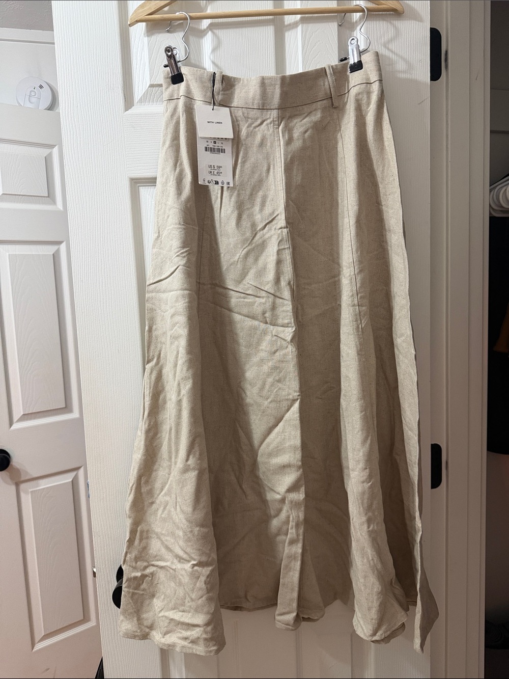 Zara Cream Linen-Blend Maxi Skirt
